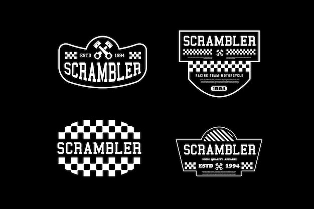 A black and white logo for the scrambler