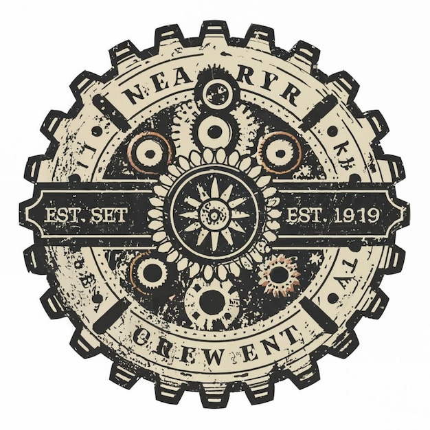 a black and white logo for the steampunk company