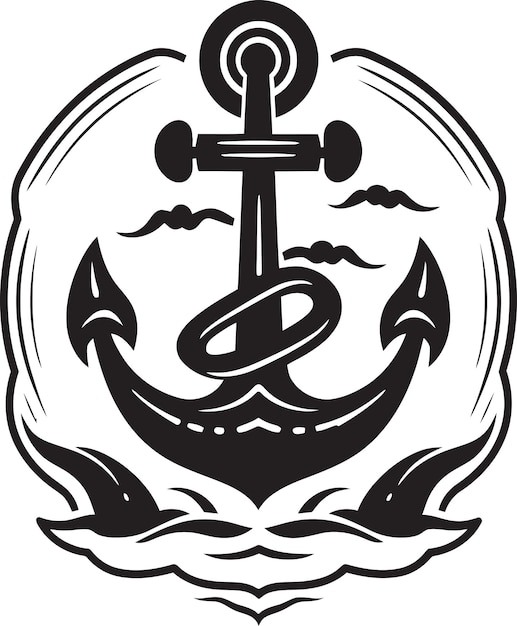 a black and white logo with a black and white anchor and a circle with a symbol that says quot