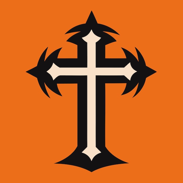 a black and white logo with a cross on it