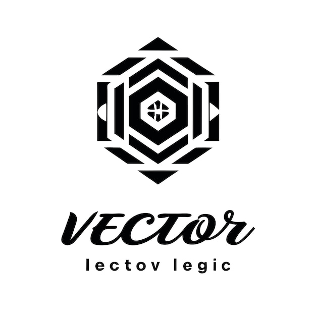 Vector a black and white logo with a geometric design on it