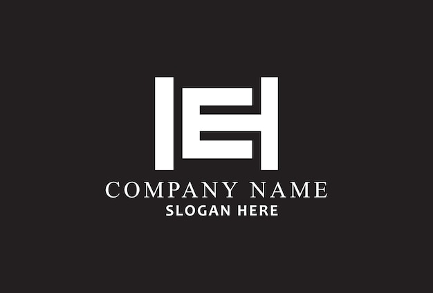 A black and white logo with the letter e on it Monogram Logo HE Company Logo Design