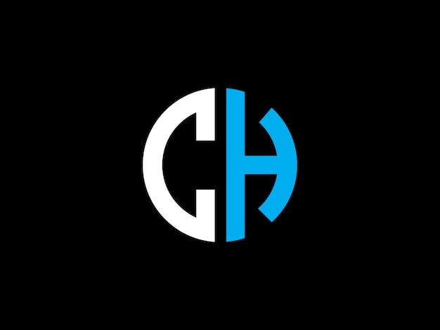 A black and white logo with the letters ch and h in white