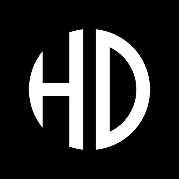 A black and white logo with the letters hd in the middle