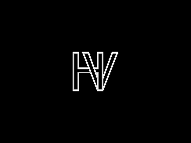 Vector a black and white logo with the letters hv and v in white