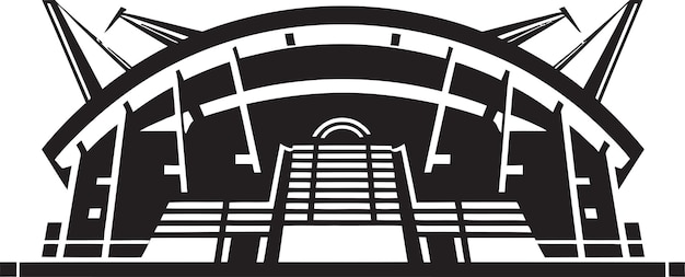 a black and white logo with a picture of a stadium with the words quot opening quot on it