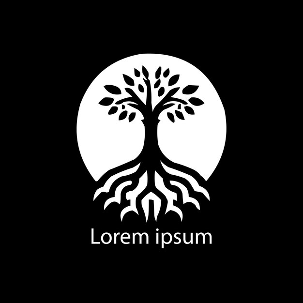 a black and white logo with a tree on it