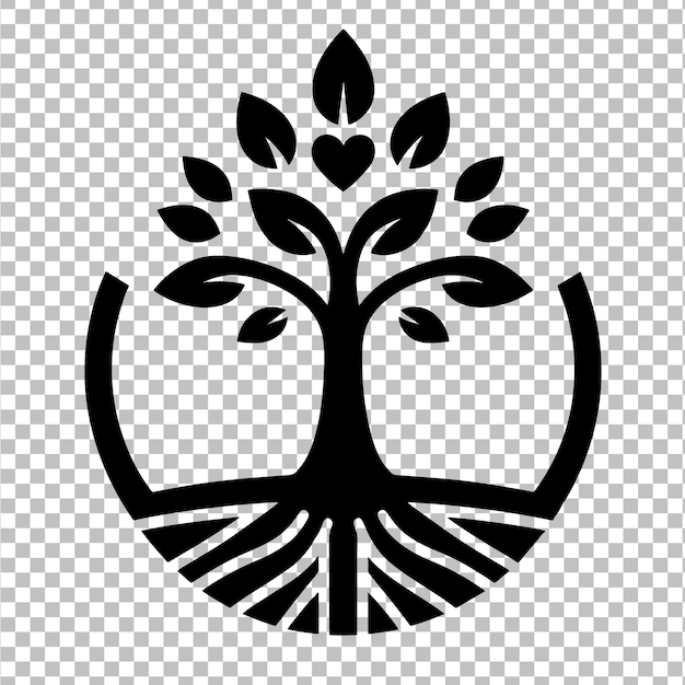 a black and white logo with a tree on it