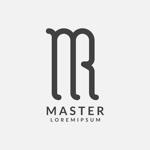 A black and white logo with the words " master " on it.