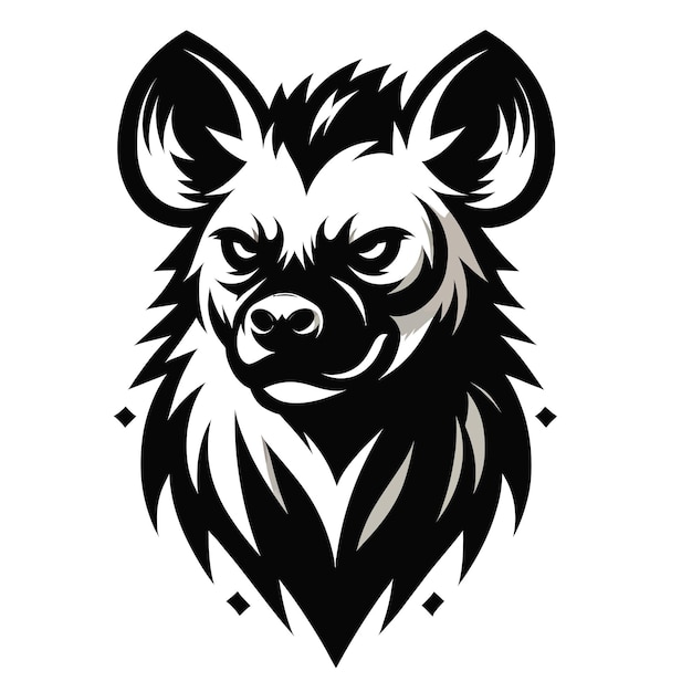 a black and white logo of a wolf with a black face