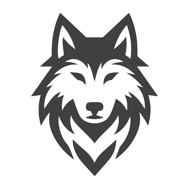 Vector a black and white logo of a wolf with a wolf head on it