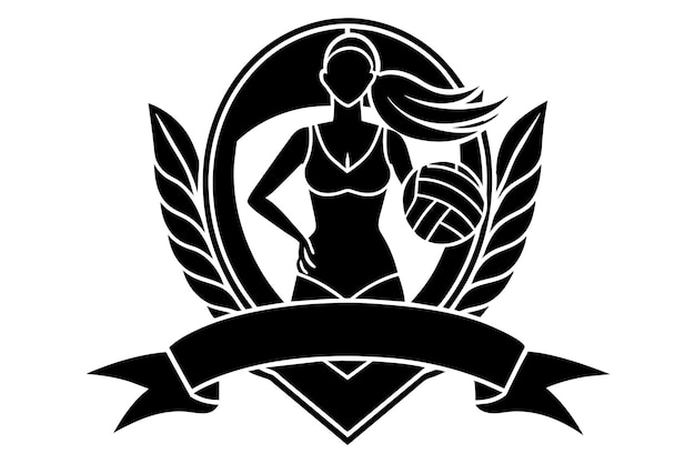 a black and white logo for a woman with a woman in a white top and a banner that says  women