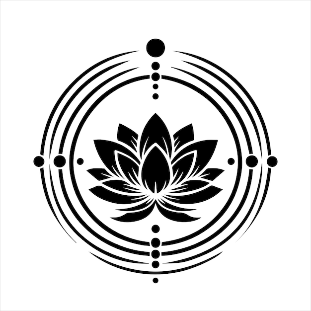 a black and white lotus flower vector illustration