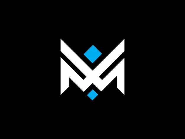 A black and white m logo with a diamond shape in the middle