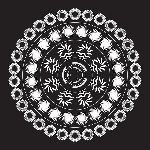 Black and white Mandala art