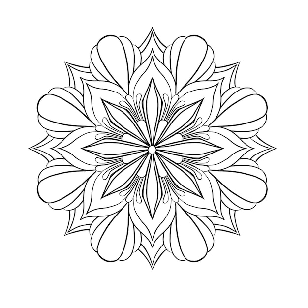 Black and white mandala for coloring page. Vector illustration