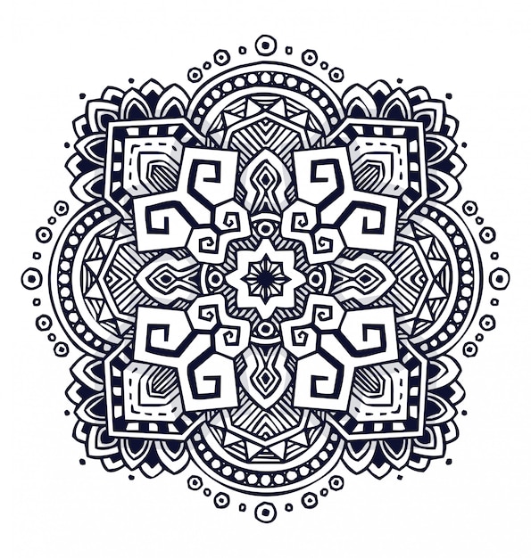 Black and white mandala illustration