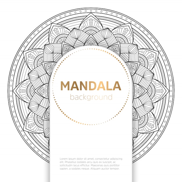 Black and white mandala template background