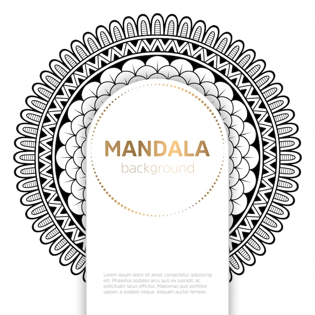 Black and white mandala template background