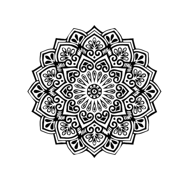 a black and white mandala with a design that says  mandalas