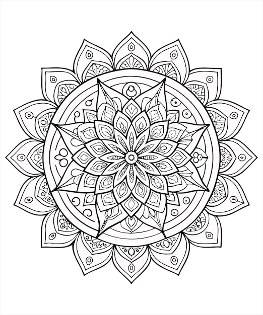 Vector a black and white mandala with a design that says  mandalas