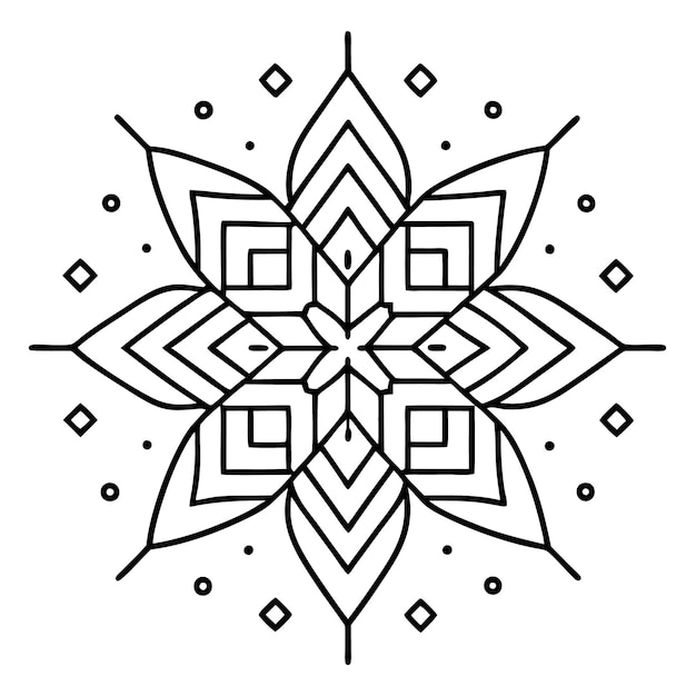 Vector black and white mandala with geometric patterns