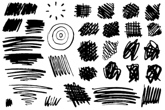 Black and white marker abstract with black lines and shapes on a white background