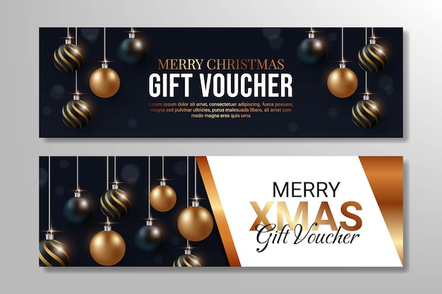 Black and white merry christmas gift voucher design