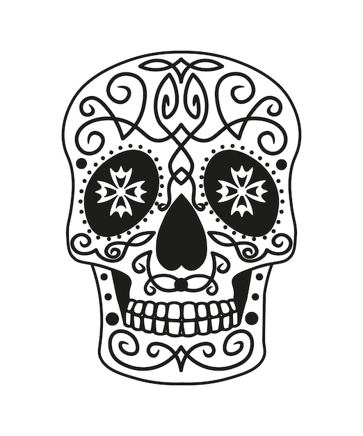 Black and White Mexican Skull