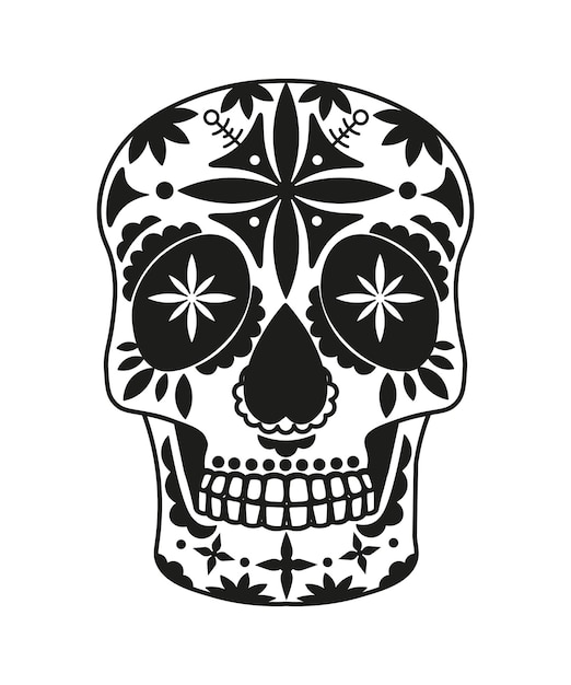 Black and White Mexican Skull