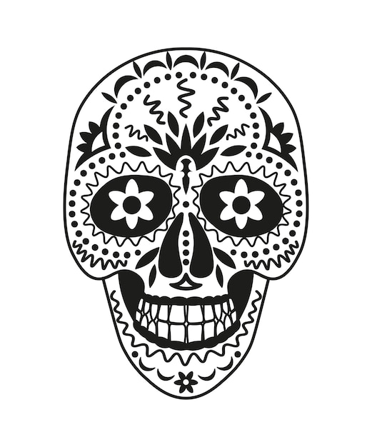 Black and White Mexican Skull