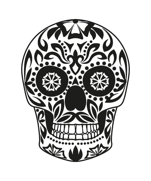 Black and White Mexican Skull