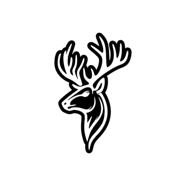 A black and white minimalistic deer vector logo