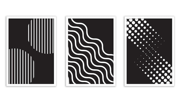 Black and white modern geometric shapes poster for wall art