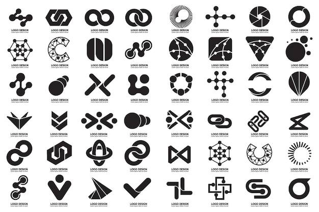 Vector black and white modern shape and logos