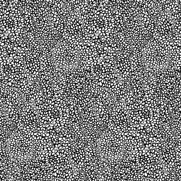 Black white monochrome doodle seamless pattern background texture vector