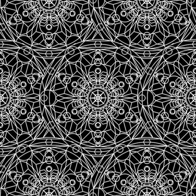 Black White Monochrome Mandala Boho Seamless Pattern