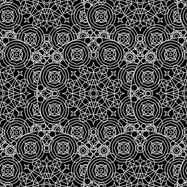 Black White Monochrome Mandala Boho Seamless Pattern