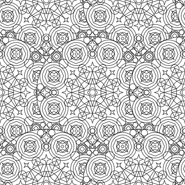 Black White Monochrome Mandala Boho Seamless Pattern