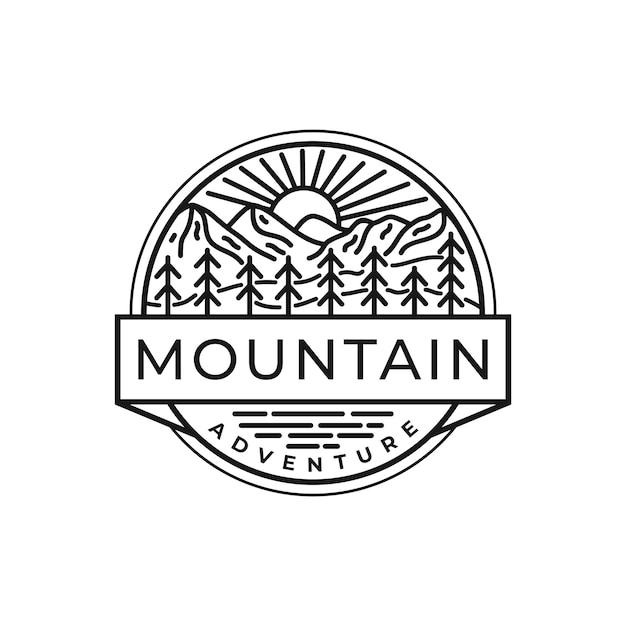 Black and white mountain logo template