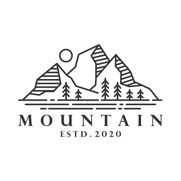 Black and white mountain logo template