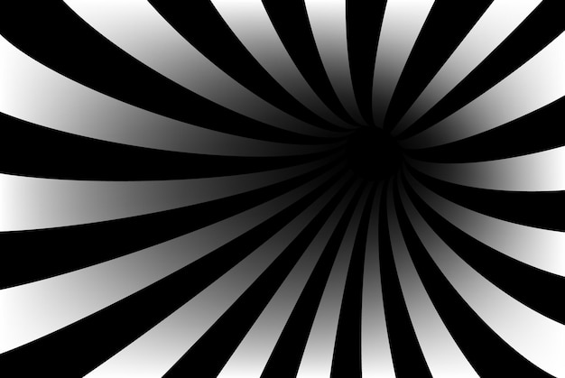 Black and white optical illusion Abstract background striped tunnel