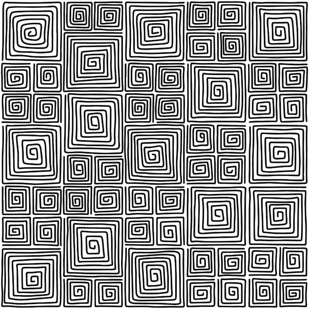 Black and white, optical squares seamless pattern. Hand draw, stock illustration.