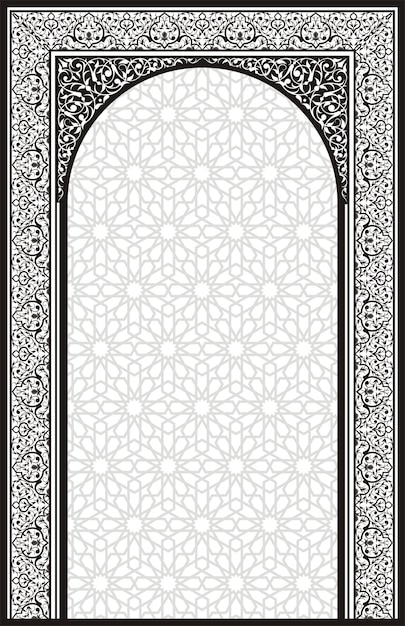 black and white ornamental pattern with a decorative pattern and a decorative pattern for a design of a mosque