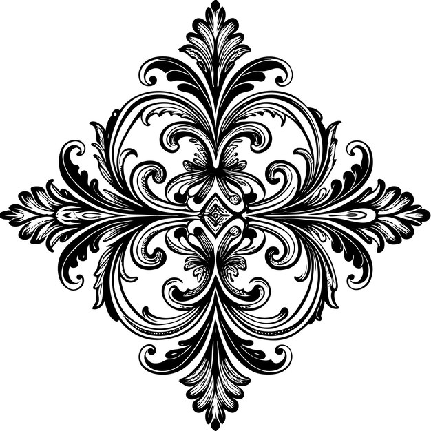 Vector black and white ornate design with intricate floral details