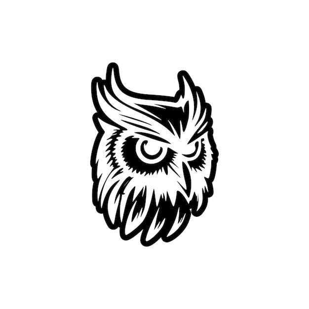 A black and white owl vector logo with an uncomplicated design