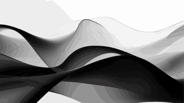 a black and white painting of a black and white wave