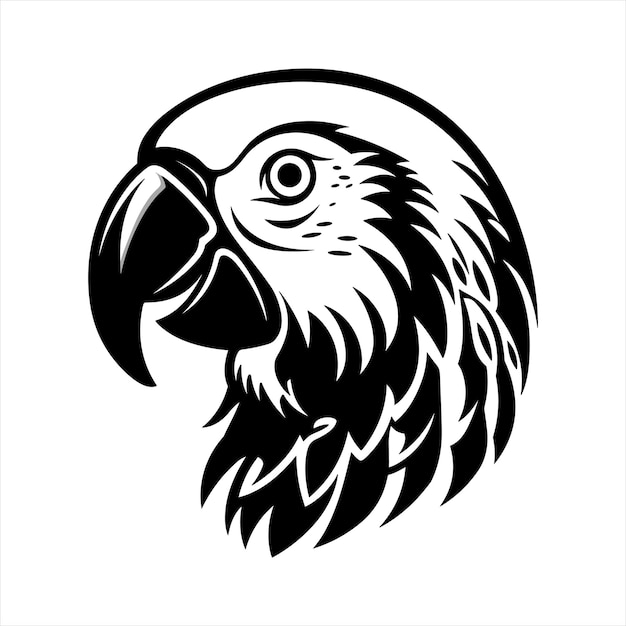 Black And White Parrot Icon On White Background