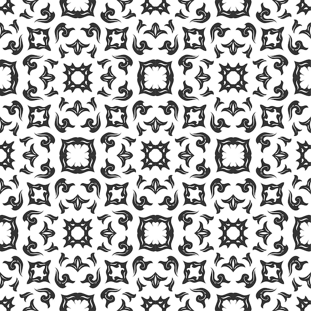 Black and white pattern ornament shape. Simple seamless abstract background