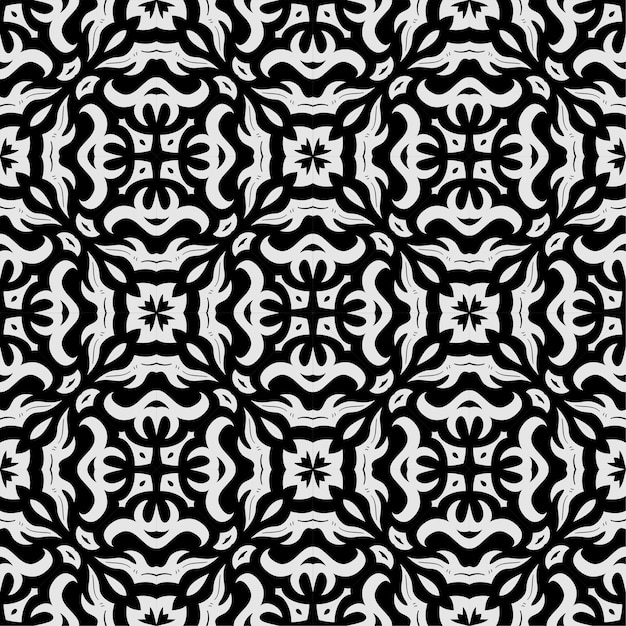 Black and white pattern ornament shape. Simple seamless abstract background